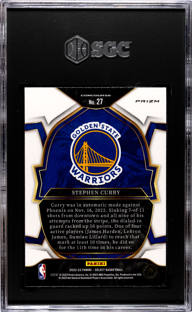 2022-23 Panini Select Green/White/Purple Prizm #27 Stephen Curry SGC 10