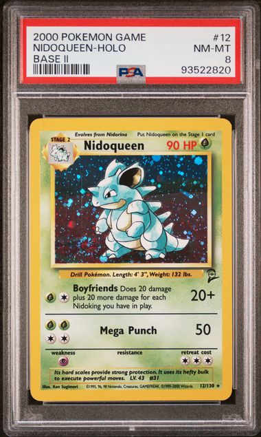 2000 Pokemon Base Set 2 #12 Nidoqueen- Holo PSA 8