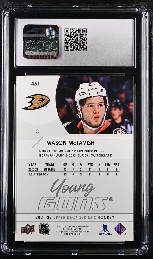 2021-22 Upper Deck #451 Mason McTavish CGC 9.5 (Rookie)