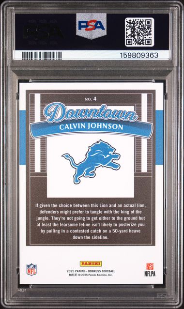 2025 Donruss Downtown! #4 Calvin Johnson PSA 10