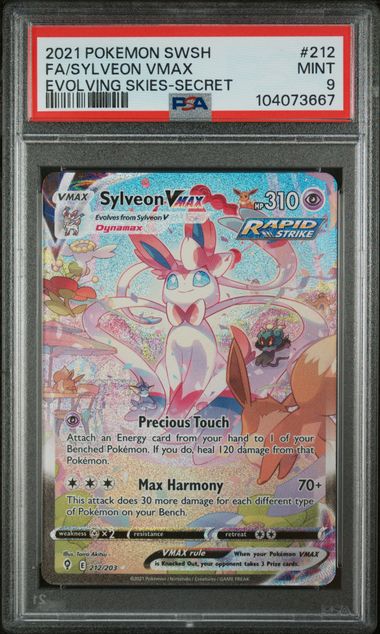 2021 Pokemon Evolving Skies #212 Sylveon VMax- Full Art Secret Rare PSA 9