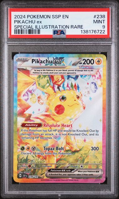 2024 Pokemon Surging Sparks #238 Pikachu ex - Special Illustration Rare PSA 9
