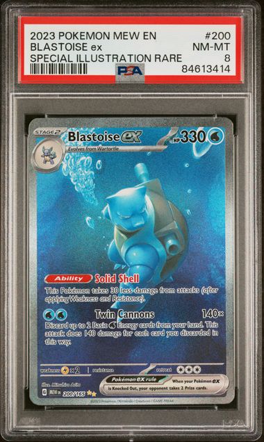 2023 Pokemon 151 #200 Blastoise ex- Special Illustration Rare PSA 8