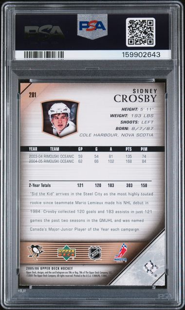 2005-06 Upper Deck #201 Sidney Crosby PSA 8 (Rookie)