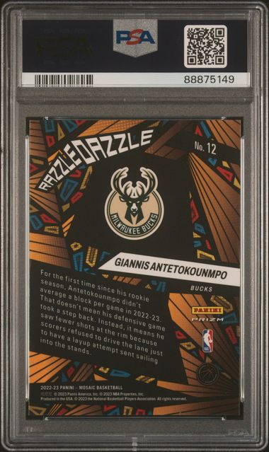 2022-23 Panini Mosaic Razzle Dazzle #12 Giannis Antetokounmpo PSA 10 | Eastridge Sports Cards