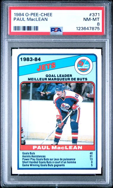 1984-85 O-Pee-Chee #371 Paul MacLean PSA 8