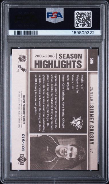2005-06 Parkhurst Facsimile Autograph #586 Sidney Crosby PSA 9 (Rookie)