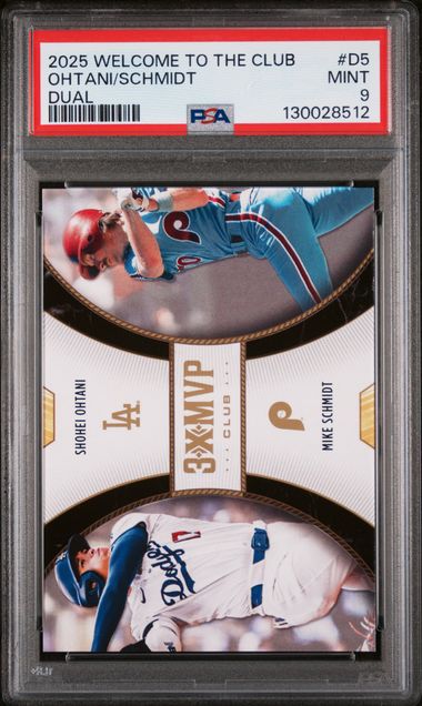 2025 Topps Welcome to the Club 3X MVP Dual #D5 Shohei Ohtani/Mike Schmidt PSA 9