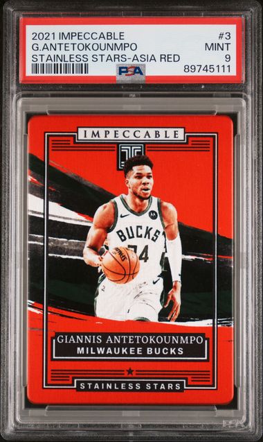 2021-22 Panini Impeccable Stainless Stars Asia Red #3 Giannis Antetokounmpo PSA 9 | Eastridge Sports Cards