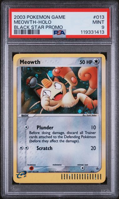 2003 Pokemon Black Star Promo #013 Meowth- Holo PSA 9