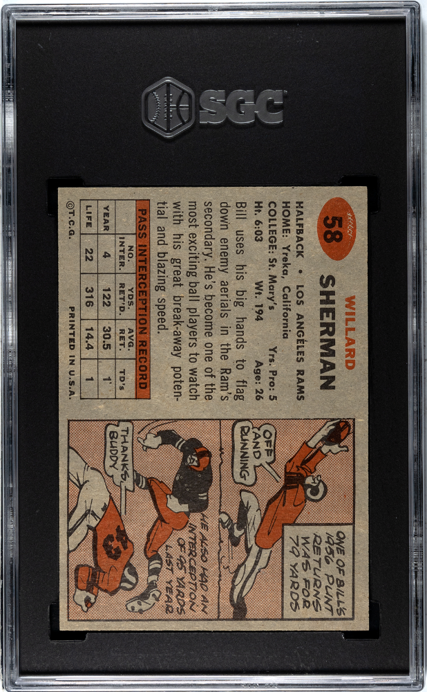 1957 Topps #58 Willard Sherman SGC 8