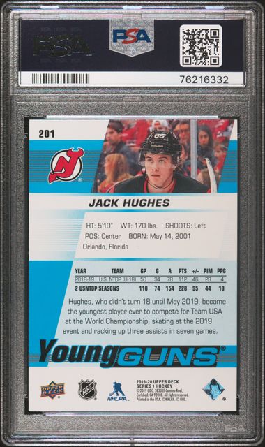 2019-20 Upper Deck #201 Jack Hughes PSA 10 (Rookie)