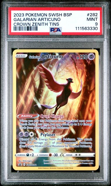 2023 Pokemon Crown Zenith Tins Promo #282 Galarian Articuno PSA 9