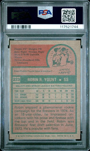 1975 Topps #223 Robin Yount PSA 6 (Rookie)
