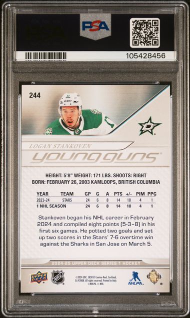 2024-25 Upper Deck #244 Logan Stankoven PSA 9 (Rookie) | Eastridge Sports Cards