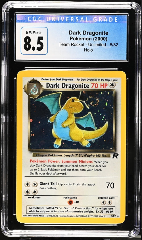 2000 Pokemon Team Rocket Unlimited #5 Dark Dragonite - Holo CGC 8.5