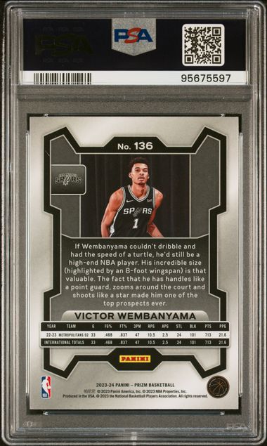 2023-24 Panini Prizm #136 Victor Wembanyama PSA 10 (Rookie)