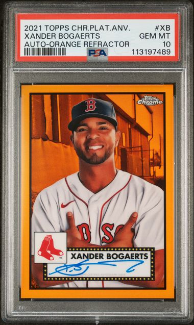 2021 Topps Chrome Platinum Anniversary Auto Orange Refractor #XB Xander Bogaerts #02/25 PSA 10