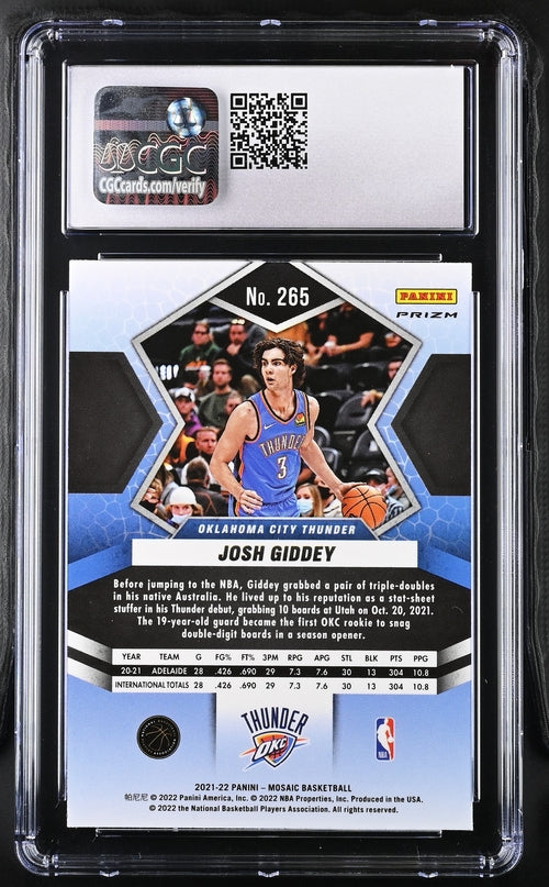2021-22 Panini Mosaic Green #265 Josh Giddey CGC 9 (Rookie)