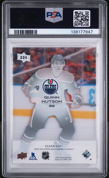 2025-26 Upper Deck Clear Cut #224 Quinn Hutson PSA 10 (Rookie)