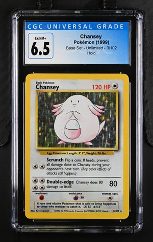 1999 Pokemon Base Set Unlimited #3 Chansey- Holo CGC 6.5