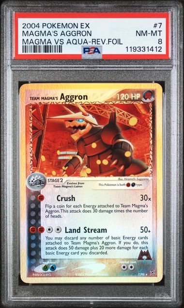 2004 Pokemon Team Magma vs Team Aqua #7 Magma's Aggron- Reverse Holo PSA 8
