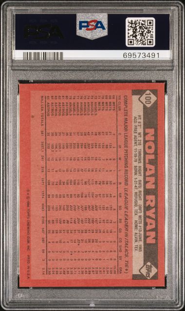 1986 Topps #100 Nolan Ryan PSA 8
