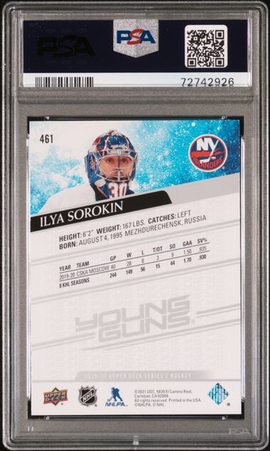 2020-21 Upper Deck #461 Ilya Sorokin PSA 9 (Rookie)
