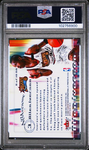 2000-01 Fleer Mystique NBAwesome #8 Allen Iverson PSA 8