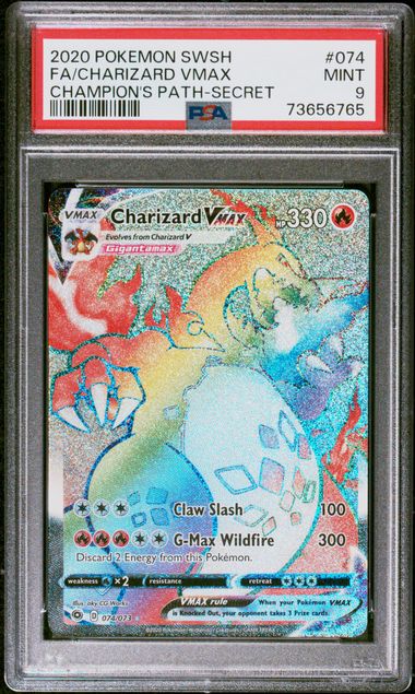 2020 Pokemon Champion's Path #074 Charizard VMax- Full Art Secret Rare PSA 9