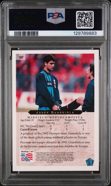 1994 UD World Cup of Soccer English/Spanish #187 Josep Guardiola PSA 9
