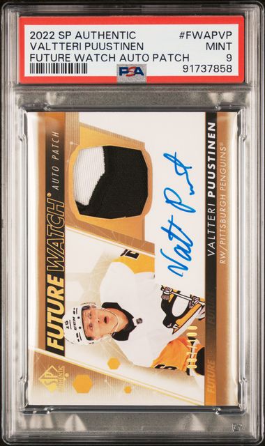 2022-23 SP Authentic Future Watch Auto Patch #FWAPVP Valtteri Puustinen #087/100 PSA 9 (Rookie)