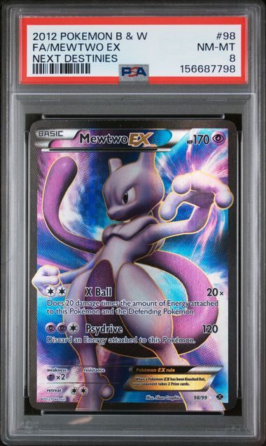 2012 Pokemon Next Destinies #98 Mewtwo EX - Full Art PSA 8
