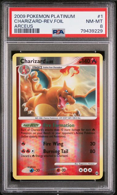2009 Pokemon Arceus #1 Charizard- Reverse Holo PSA 8