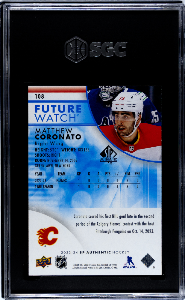 2023-24 SP Authentic Limited Blue #108 Matthew Coronato #294/399 SGC 8.5