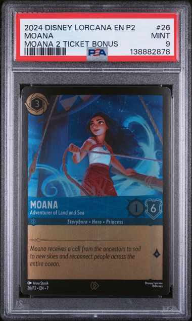 2024 Disney Lorcana Moana 2 Ticket Bonus Promo #26 Moana - Adventurer of Land and Sea PSA 9