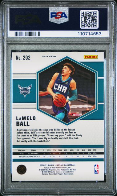 2020-21 Panini Mosaic Red/Green Choice #202 LaMelo Ball PSA 9 (Rookie)