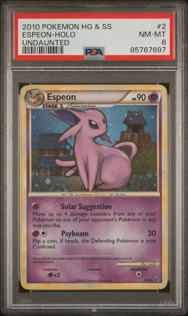 2010 Pokemon Undaunted #2 Espeon- Holo PSA 8