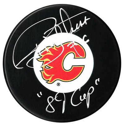 Ric Nattress Autographed Calgary Flames 1989 Stanley Cup Inscribed Puck (COJO Sports)