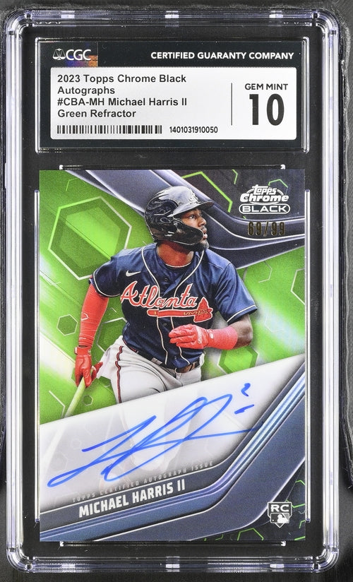 2023 Topps Chrome Black Autographs Green Refractor #CBA-MH Michael Harris II #69/99 CGC 10 (Auto 10) (Rookie)