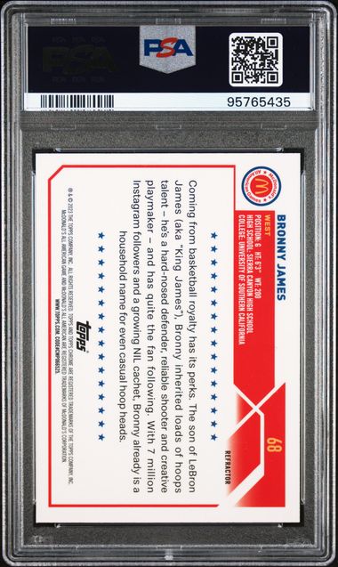 2023 Topps Chrome McDonald's All American Refractors #68 Bronny James PSA 8 | Eastridge Sports Cards