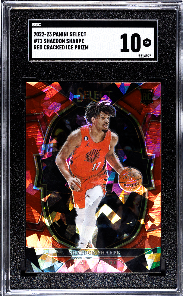 2022-23 Panini Select Red Cracked Ice Prizm #71 Shaedon Sharpe SGC 10