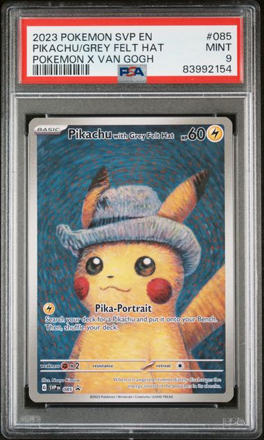 2023 Pokemon Pokemon x Van Gogh Promo #085 Pikachu with Grey Felt Hat PSA 9