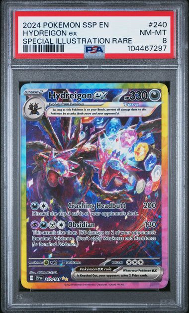 2024 Pokemon Surging Sparks #240 Hydreigon ex- Special Illustration Rare PSA 8