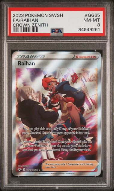 2023 Pokemon Crown Zenith #GG65 Raihan- Full Art PSA 8