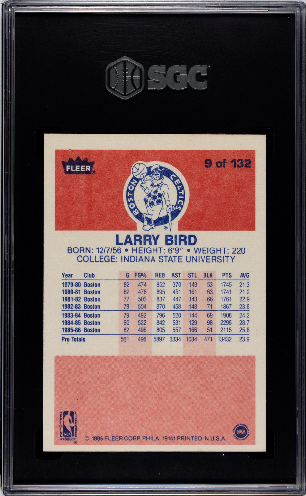 1986-87 Fleer #9 Larry Bird SGC 6