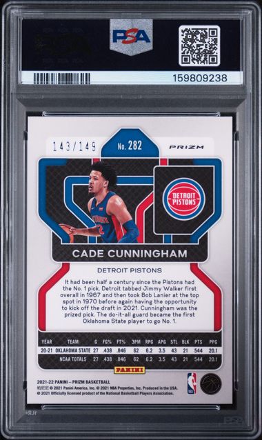 2021-22 Panini Prizm Purple Ice #282 Cade Cunningham #143/149 PSA 9 (Rookie)