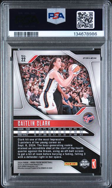 2024 Panini Prizm WNBA Green Prizm #22 Caitlin Clark PSA 9 (Rookie)