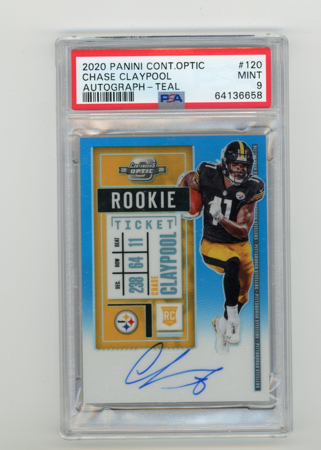 2020 Panini Contenders Optic Teal Auto #120 Chase Claypool #53/99 PSA 9 (Rookie) | Eastridge Sports Cards
