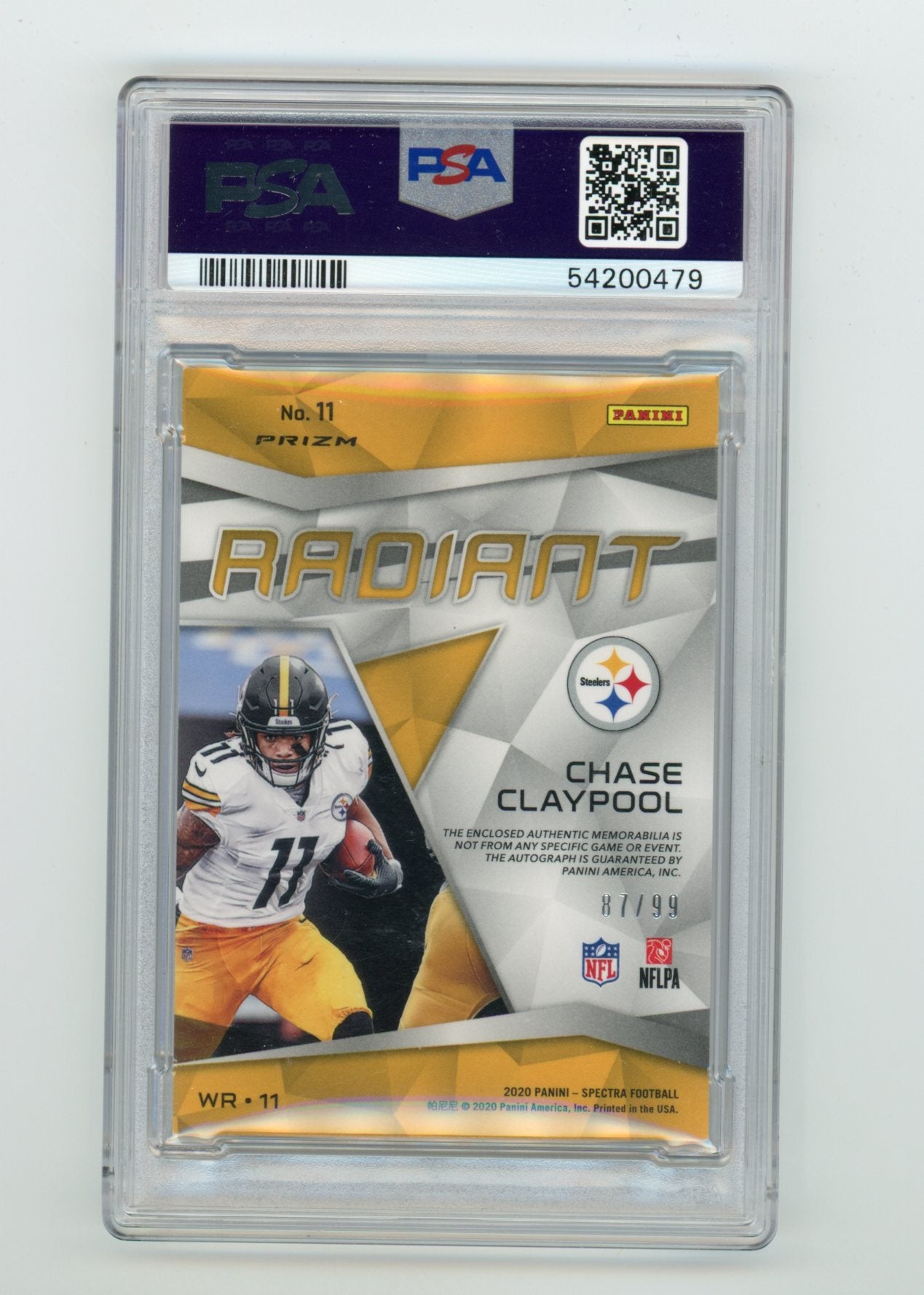 2020 Panini Spectra Radiant Rookie Patch Signatures #11 Chase Claypool #87/99 PSA 9 (Rookie) | Eastridge Sports Cards